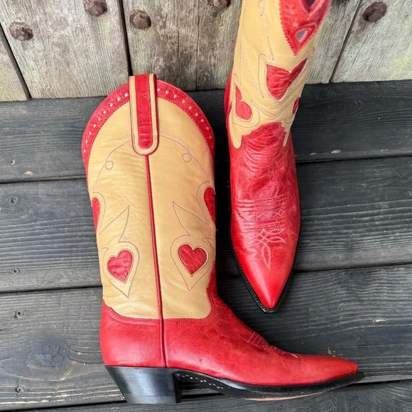 Vintage Larry Mahan Sweetheart ❤️ Design Women’s Cowboy Boots - Picture 3 of 8